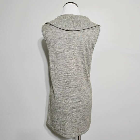 Lafayette 148 New York Womens M Heathered Open Front Sleeveless Cardigan Sweater - Picture 6 of 11